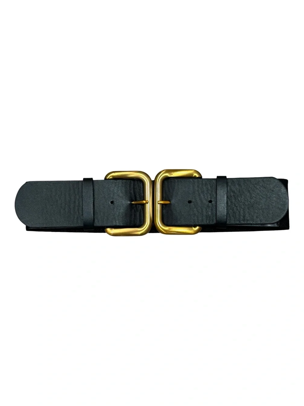 NWOT Zara Black Double-Buckle Wide Leather Belt